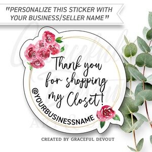 🌹Thank You For Shopping My Closet! Sticker - 2" (inches) (48ct.)[GD17-48]
